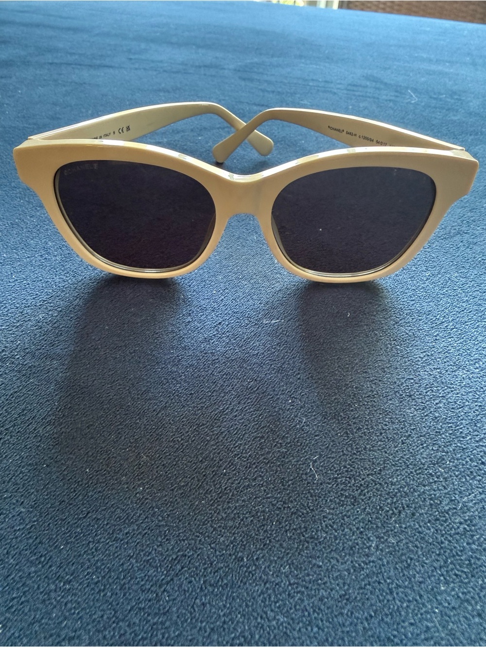 NOT CHANEL Cream-Beige Logo Sunglasses with Gold CC